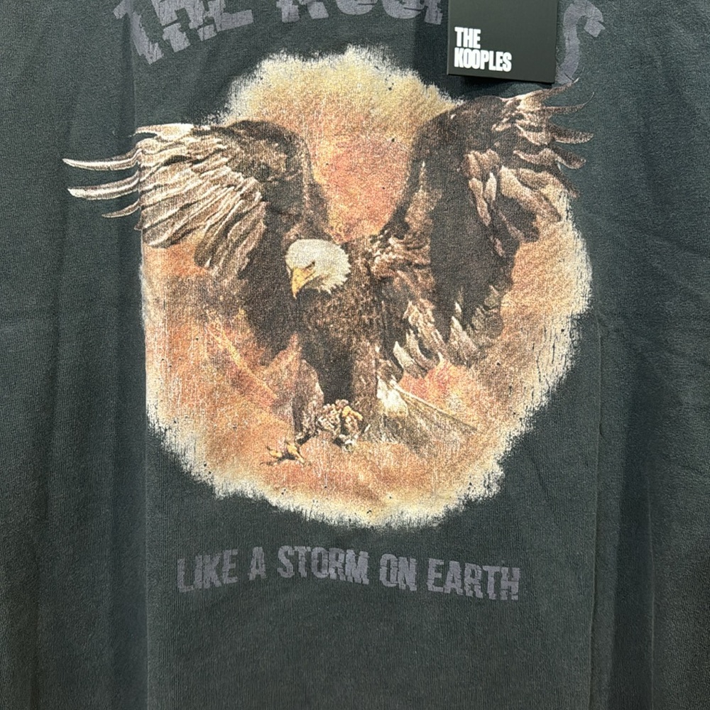 *NEW* THE KOOPLES BLACK WASHED EAGLE GRAPHIC TEE LARGE - Picture 6 of 10